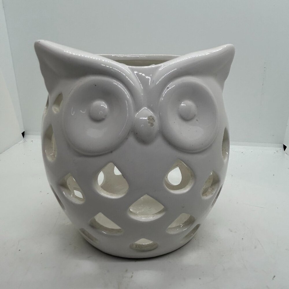 White Ceramic Owl planter/vase‎